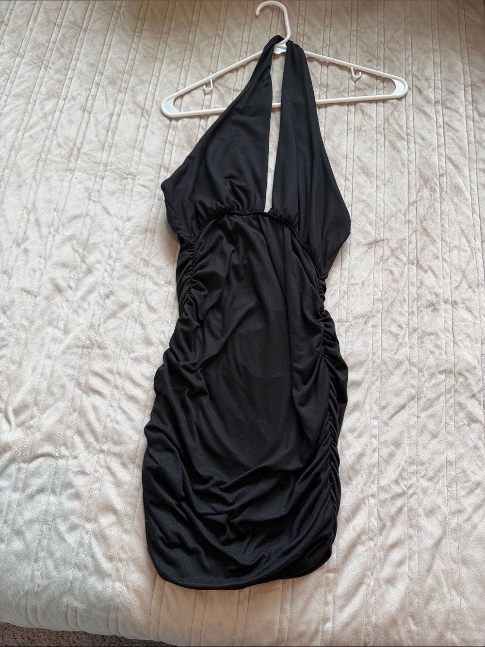 Charlotte Russe Black Halter Ruched Mini Dress